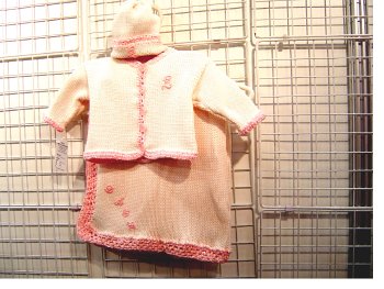 Ck51bppbkmgm,baby Pink Cotton Withpink Chenille Trim Girls Cardigan,hat Set and Matching Blanket with Monogram