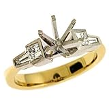 14k Two-Tone Princess Diamond Semi-Mount Engagement Ring - Size 7.0