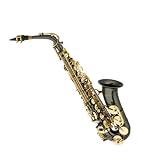 Cecilio Black Nickel Plated Alto Saxophone and Gold Plated Keys w/ Carrying Case and Accessories