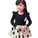 PanDaDa Girl Floral Party Dress Princess Ruffled Long Sleeve with Necklace 1-6y