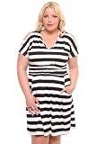Torrid Plus Size Black and White Stripe Cold Shoulder Knit Dress