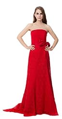 A-line Strapless Floor Length Lace Bridesmaid Dress  With a Sash 