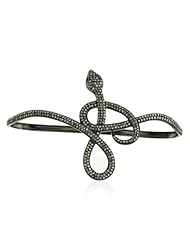 Diamond Pave Ruby Snake Palm Bracelet .925 Sterling Silver Handmade Jewelry