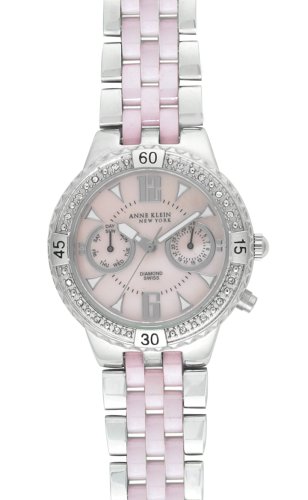 Anne Klein New York Women's Pink Enamel and Diamond Accented Watch #12-1641PMPB