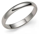 14k White Gold 3mm Plain Half Round Band