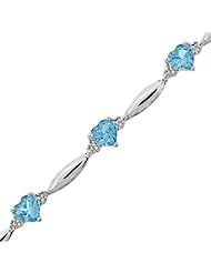 Blue Topaz Heart and Diamond Bracelet