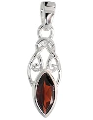Sterling Silver Celtic Knot Pendant w/ Natural Garnet 1 1/16 inch (27 mm) tall