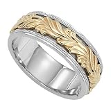 14K Men's 2-Tone 7MM Engraved Wedding Band