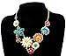 Fit&Wit Golden Tone Resin Flower Statement Fashion Necklace Multicolor