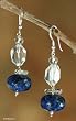 Lapis lazuli and quartz earrings, 'Bluebell Song'