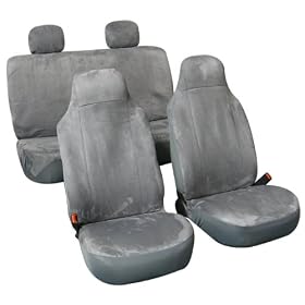 On Sale ....... Suede Car Seat Cover Full Set Solid Gray Fb105