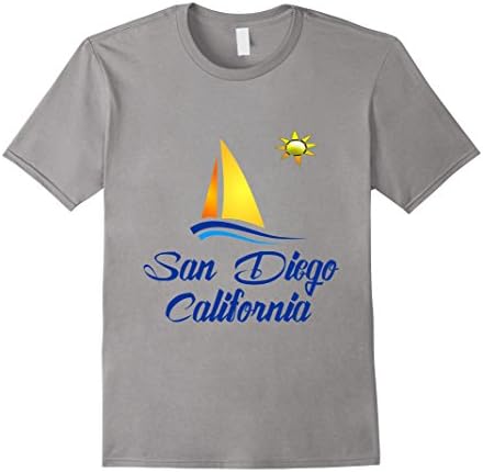 Men's San Diego Beach Destination Souvenir TShirt Large Slate