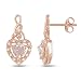 10k Rose Gold Morganite and Diamond Heart Earrings, (0.12 cttw, G-H Color I2-I3 Clarity)