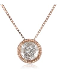 10k Pink Gold 1/2 Cttw Diamond Solitaire Plus Milgrain Pendant Necklace, 18"