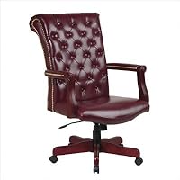 Traditional Leather Executive Chair with Padded Arms Leather: Soft Oxblood