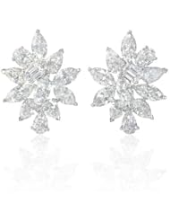Diamond 18k White Gold Cluster Earrings