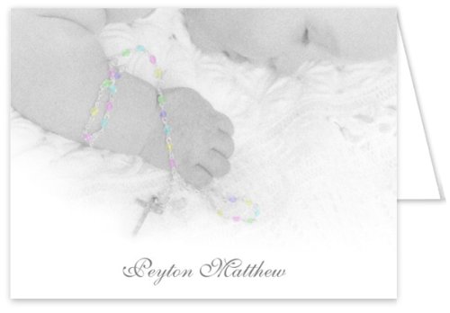 Rosary Beads Baptism Christening Thank You Cards - Set of 20