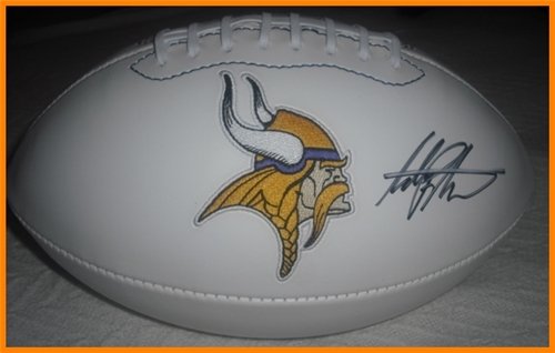 Autographed/Hand Signed Adrian Peterson Autographed/Hand Signed Minnesota Vikings Logo Football