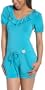 Apple Bottoms Juniors' Balloon Sleeved Ruffle Top,Malibu Blue,Medium