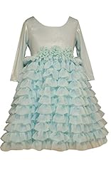 Girls Tiered Polyester/Knit Round Neck  Dress