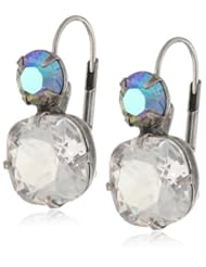 Sorrelli "Viridescence" Two Crystal Silver-Tone French Wire Drop Earrings