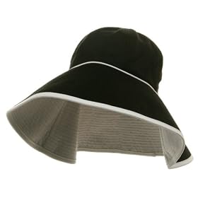 UV Ladies Reversible Terry Cloth Wide Brim Hat - Black White
