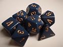 Chessex RPG Dice Sets: Blue/Copper Dusty Opaque Polyhedral 7-Die Set