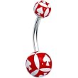 Red White Spades Playing Card Belly Ring
