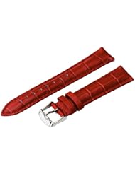 16mm Red Classic Croco Grain Leather Watch Band Strap (Quick Release Pins!) with Stainless Steel Buckle - Fits All Watches!!!
