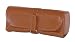 Compact Travel Jewelry Roll Up Case Leather Tan