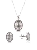 Silver One Juegos Oval Diamantado Zirconium