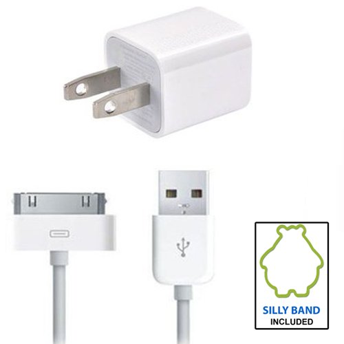New Premium USB Wall Charger Adapter with USB to Dock Connector Cable for Iphone 4