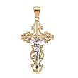 14K Two-Tone Gold Crucifix Pendant - 34.50x22.00mm
