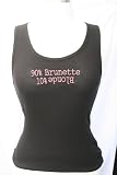 Black Embroidered Beater Style Tank Top. 90% Brunette 10% Blonde (Upside)
