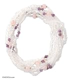 Amethyst and crystal necklace, 'Angel' 0.8 W 38.4 L
