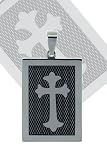 Mens Cross Dog Tag Stainless Steel Pendant with Design