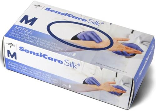 Medline Sensicare Silk Powder-Free Nitrile Medical Grade Exam Gloves, Medium (Box of 250)