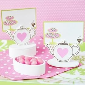  Teapot Place Card Favor Boxes with Designer Place Cards (set of 12) - Baby Shower Gifts & Wedding Favors