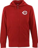 Cincinnati Reds Dark Red Signature Full-Zip Fleece Hooded Sweatshirt