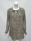 CP Shades womens paneled drawstring neckline linen top