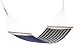 Hatteras Hammocks SQCM80 Large Quilted Striped Linen Hammock, Navy Blue and Gray