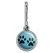 Antiqued Charm Clothes Purse Luggage Backpack Zipper Pull Paw Print Artsy Cat Dog - Blue Set