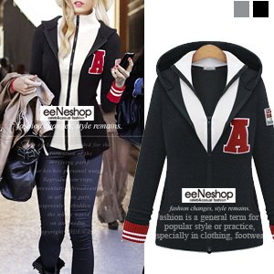 (イイネショップ) eeNeshop パーカー　ワッペン　ジップ　ニット