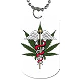 2 Sided Dog Tag of Medical Marijuana Logo