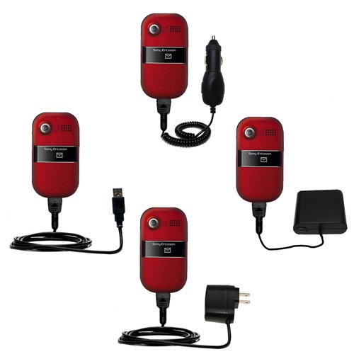 Road Warrior Kit for the Sony Ericsson z320i includes a Car  Wall Charger AND USB cable AND Battery Extender - Gomadic Brand w/ TipExchange Technology