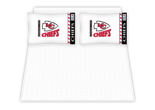 Best Quality Micro Fiber Sheet Set - Kansas City Chiefs NFL /Color White Size Queen