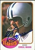 Errol Mann Autographed/Hand Signed Football Card (Detroit Lions)