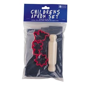 Rushbrookes Children's Baking Set Denim (apron, rolling pin, 3 pastry cutters)