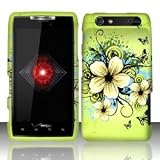 Motorola Droid Razr Maxx XT912M Accessory - Green Hibiscus Hawaii Flower Design Protective Hard Case Cover for Verizon