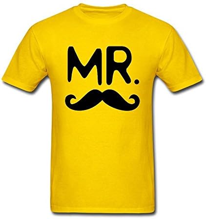 Yomei Men's Design MrandMrs_couple_365 in love 100% Cotton T-shirt Yellow XXL